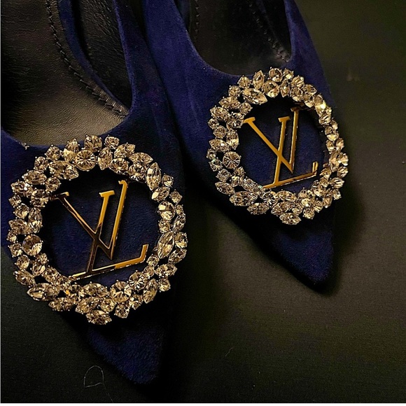 Louis Vuitton Blue Velvet Heels - Picture 3 of 4